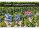 Aerial view of beautiful homes surrounded by lush greenery and mature trees at 130 Hagar Brown Rd., Murrells Inlet, SC 29576