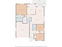 Floorplan layout of the residence including the primary bedroom, kitchen, and living room at 5107 Capulet Circle, Myrtle Beach, SC 29588