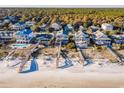 Aerial view showcases beach houses with private boardwalks and stunning ocean access at 1184 Parker Dr., Pawleys Island, SC 29585