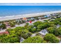 Aerial view of a beach house near the ocean, showcasing its location and surrounding neighborhood at 4003 N Ocean Blvd., Myrtle Beach, SC 29577