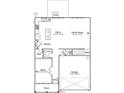 Open-concept first floor plan with kitchen, eat-in area, Gathering room, office, and garage access at 1113 Hainer Place Dr, Conway, SC 29526