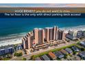 The first floor offers convenient direct parking deck access at this beachfront condo community at 1690 N Waccamaw Dr. # 103, Garden City Beach, SC 29576