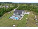 Beautiful backyard featuring a sparkling pool and inviting patio, perfect for outdoor relaxation and entertainment at 1763 Hemingway Rd., Loris, SC 29569