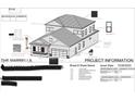 Detailed architectural rendering showing the exterior design of the proposed house with dimensions at 140 Palmetto Harbour Dr., North Myrtle Beach, SC 29582
