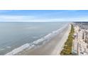 Aerial view of Xanadu II condo that shows ocean views, sandy beaches, and nearby community at 5800 N Ocean Blvd. # 405, North Myrtle Beach, SC 29582