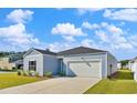 Charming single-story home with light blue siding, an attached one car garage, and a well-manicured lawn at 1004 Sentinel Ct., Little River, SC 29566