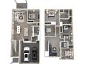 Detailed two-story floor plan showing living spaces, bedrooms, and garage with two cars at 4838 Hopespring St., Myrtle Beach, SC 29579