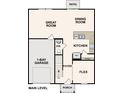 Layout of the main level shows garage, great room, dining room, kitchen, flex, and porch at 487 Sw Hewett Landing Dr., Supply, SC 28462