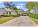 Attractive single story home featuring manicured lawn, mature landscaping and paved driveway at 67 Camden Circle, Pawleys Island, SC 29585