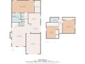 Layout of the home including the living room, kitchen, bedrooms, and garage spaces at 4406 Barcelona Ln., Little River, SC 29566
