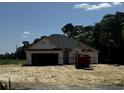 Exterior view of new home during construction, featuring a two-car garage and covered entryway at 3530 Good Luck Rd., Aynor, SC 29511