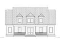 Front elevation blueprint shows a charming home with a covered porch, brick foundation, and gable roof at 105 Michau Rd., Georgetown, SC 29440