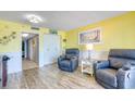 Inviting living room with neutral decor, comfortable seating, and tiled floors throughout at 2801 S Ocean Blvd. # 538, North Myrtle Beach, SC 29582