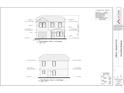Blueprint elevation of new home with one-car garage, showing front and rear views with dimensions at 5362 Hampton Rd., Conway, SC 29527