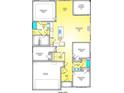 Detailed floor plan showcasing the layout of the main level, including bedrooms and kitchen at 122 Westfield Circle, Conway, SC 29526