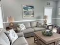 Cozy living room with nautical decorations, beach-themed artwork, and comfortable seating at 1029 Ray Costin Way # Villa 909, Murrells Inlet, SC 29576
