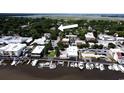 An aerial view of the city showcasing the waterfront, nearby businesses, and lush greenery at 203 Broad St., Georgetown, SC 29440