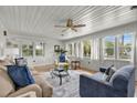 Cozy living room with tongue and groove paneling, comfortable seating, and natural light at 6401 N Ocean Blvd., Myrtle Beach, SC 29572