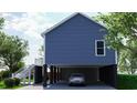 Side view of elevated home showing carport with car and stairway entrance at 8204 S Highway 905, Longs, SC 29568