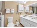 Bright bathroom with white cabinets, vanity, and decorative towels at 2511 S Ocean Blvd. # 507G, Myrtle Beach, SC 29577