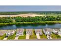 An aerial perspective reveals homes nestled beside a tranquil body of water and vast landscapes at 560 Pier Ct., Longs, SC 29568