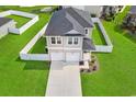 Aerial view of the well-manicured property featuring a two-car garage and fenced backyard at 79 S Reindeer Rd., Surfside Beach, SC 29575