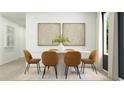 Stylish dining room featuring a modern table, comfortable seating, and contemporary artwork at 6359 Swainson Street Sw, Ocean Isle Beach, NC 28469