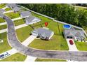 Aerial view of a home, showcasing the backyard with pool and surrounding neighborhood at 104 Browns Hollow Ct., Loris, SC 29569
