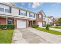 Charming townhome with brick accents, manicured landscaping, and private driveway leading to garage at 265 Connemara Dr. # D, Myrtle Beach, SC 29579