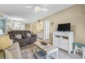 Cozy living room with plush furniture, ceiling fan, and access to other rooms at 45 Pinehurst Ln. # 2C, Pawleys Island, SC 29585