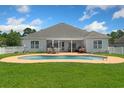 Inviting backyard with a private pool and an outdoor dining area, perfect for entertaining guests at 357 Southern Breezes Circle, Murrells Inlet, SC 29576