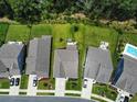 An aerial view of several homes with green lawns, and manicured landscaping, set along a neighborhood street at 748 Old Murrells Inlet Rd., Murrells Inlet, SC 29576