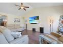 Inviting living room boasting hardwood floors, vaulted ceilings, and stylish contemporary decor at 232 Angel Wing Dr., Myrtle Beach, SC 29588