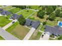An aerial view of a beautiful home with a fenced backyard and lush greenery in a residential neighborhood at 250 Penn Circle, Galivants Ferry, SC 29544