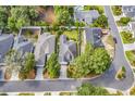 An aerial view shows the layout of the homes and neighborhood at 1208 Trisail Ln, North Myrtle Beach, SC 29582