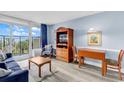 Comfortable living room with light wood floors at 2300 N Ocean Blvd. # 132, Myrtle Beach, SC 29577