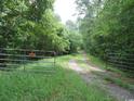 A rustic driveway entrance with gate surrounded by dense trees and greenery at 742 Se Hebron Dr., Conway, SC 29527