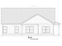 Back view of single story home with shingled roof and siding, 3 rectangular windows at Lot 1-A Fairlane Rd., Loris, SC 29569