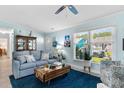 Cozy living room featuring blue walls, plush seating, and a decorative wooden coffee table at 9466 Old Palmetto Dr., Murrells Inlet, SC 29576