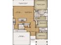 Open-concept floor plan showing the layout of the first floor, including the kitchen, bedrooms, and garage at 1534 Breakwater Dr., Little River, SC 29566