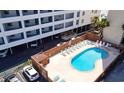 Inviting pool with lounge chairs at oceanfront condo at 912 N Waccamaw Dr. # 202, Garden City Beach, SC 29576