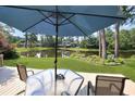 Relaxing backyard featuring a shaded patio set with peaceful pond views at 112 Birchwood Ln., Conway, SC 29526