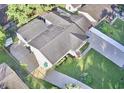 This aerial view showcases the home's layout and the expansive, well-manicured backyard at 616 Mckinley Way, Conway, SC 29526