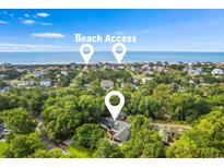 Aerial view showing home's location near beach access and other homes at 1202 Prince William Rd., North Myrtle Beach, SC 29582