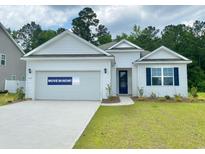 Charming single-story home with white siding, blue door, and well-manicured lawn. MOVE IN NOW! at 368 Clear Lake Dr., Conway, SC 29526