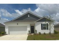 Charming one-story home with a well-maintained lawn and attached two-car garage and blue and white siding at 206 Hadley Springs Ave, Longs, SC 29568
