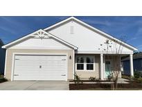 Charming home featuring a two-car garage, light beige siding, and a stylish white trim package at 3038 Deerberry Place, Longs, SC 29568