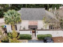 Aerial view showing home's location in a residential neighborhood near the beach at 11 Valencia Circle, Myrtle Beach, SC 29572