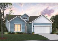 Charming single-Gathering home with blue siding, white trim, and a two-car garage at 8640 Farrier Dr., Myrtle Beach, SC 29588