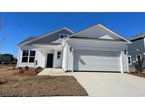 Charming single-Gathering home featuring a two-car garage, white siding, and well-manicured landscaping at 8652 Farrier Dr., Myrtle Beach, SC 29588